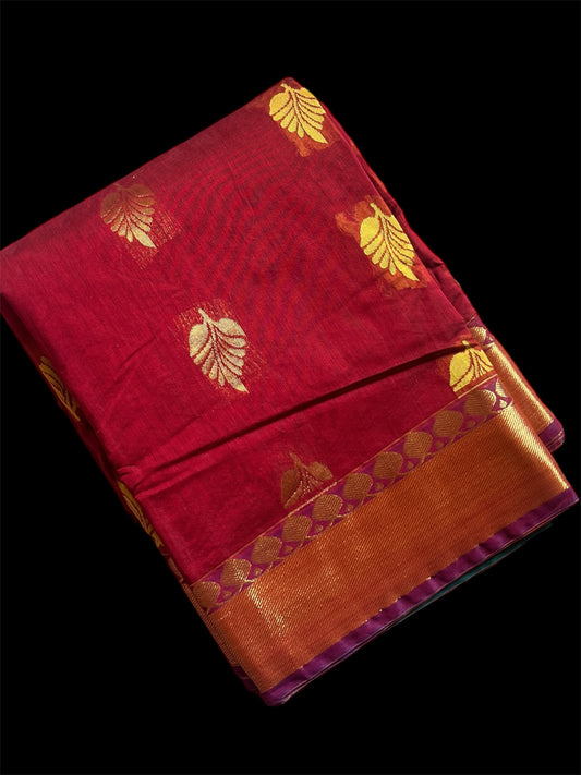 Maroon Color Silk Cotton Readymade Saree