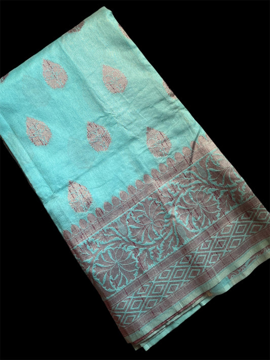 Blue Color Silk Cotton Readymade Saree