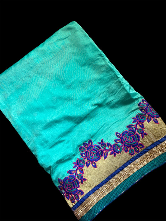 Blue Silk Readymade Saree