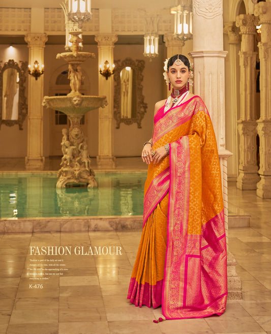 Mustard Kanjivaram Silk Readymade/Easy Saree