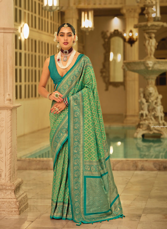 Green Kanjivaram Silk Readymade/Easy Saree