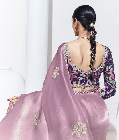 Mauve Color Organza Readymade/Easy Saree