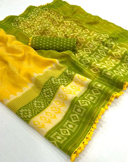 Lime Yellow Cotton Formal Readymade Saree