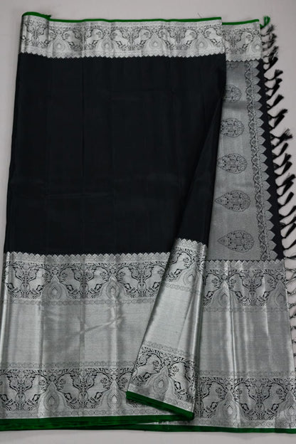 Black Color Pure Handmade Readymade Silk Saree With Silk Mark