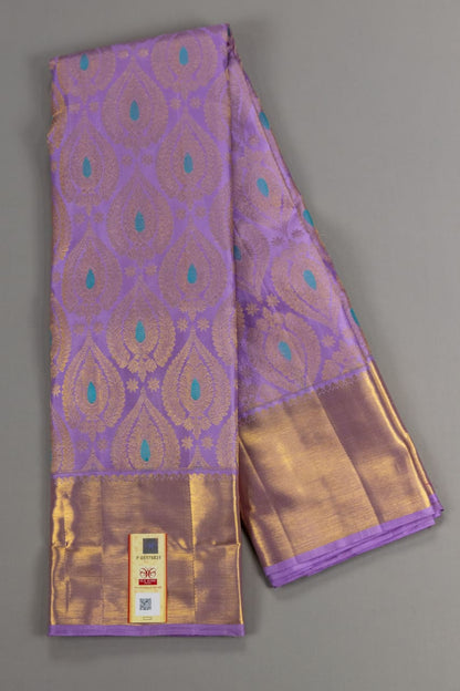 Lavender Color Pure Handmade Readymade Silk Saree With Silk Mark