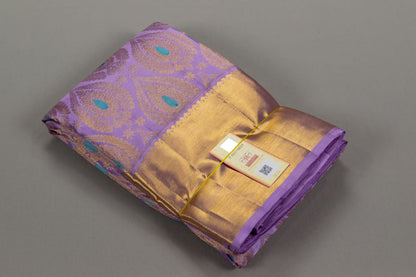 Lavender Color Pure Handmade Readymade Silk Saree With Silk Mark