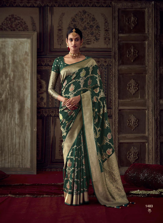 Turquoise Kanjivaram Designer Silk Readymade/Easy Saree