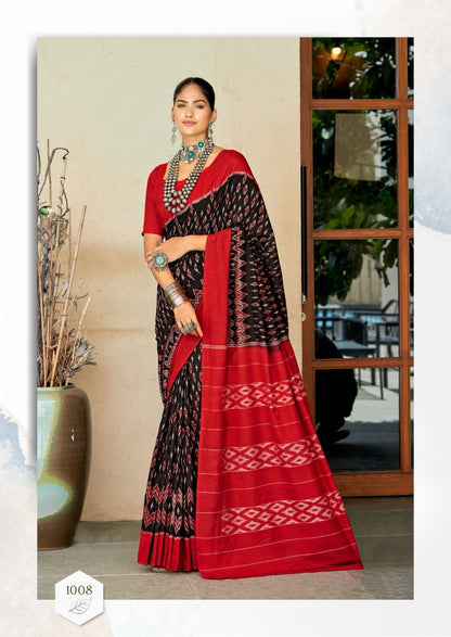 Black Color Mul Mul Cotton Easy/Readymade Saree