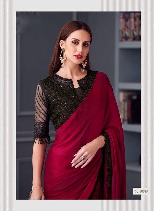 Maroon Color Cocktail Readymade Saree