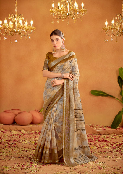 Bronze Formal Silk Cotton Readymade/Easy Saree