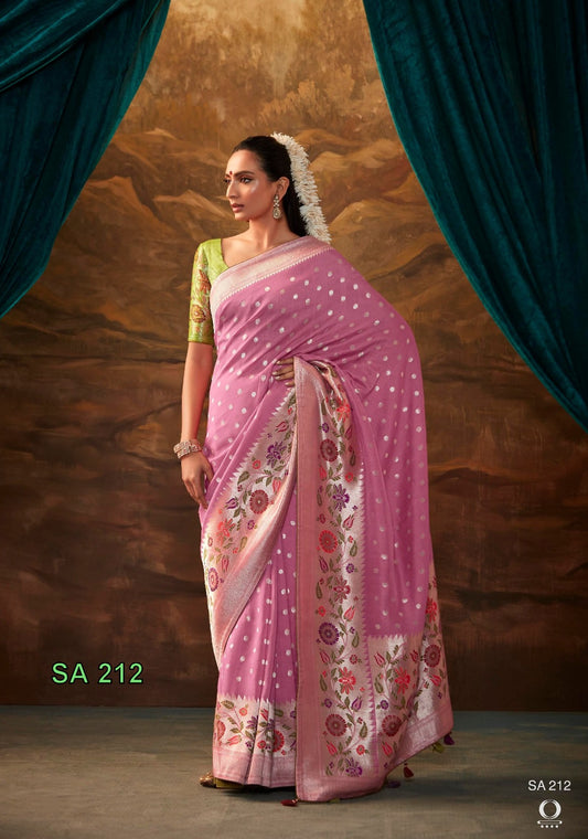 Mulberry Color Designer Silk Readymade/Easy Saree