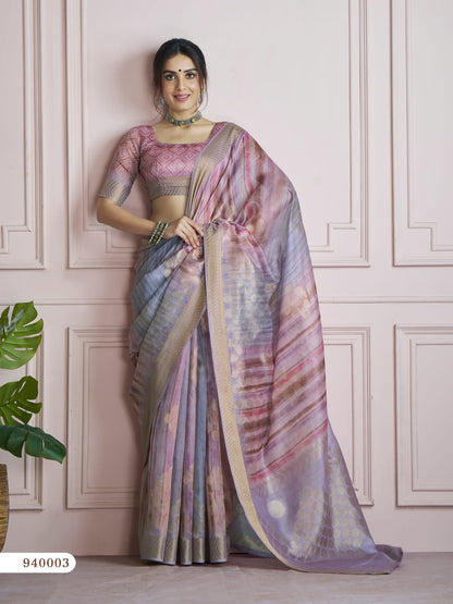 Multicolor Printed Silk Readymade/Easy Saree