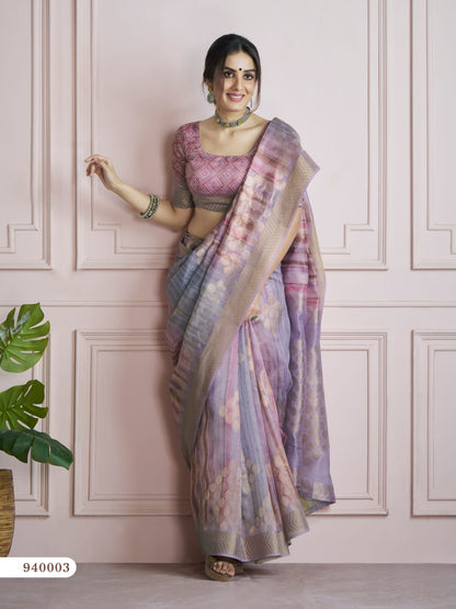 Multicolor Printed Silk Readymade/Easy Saree