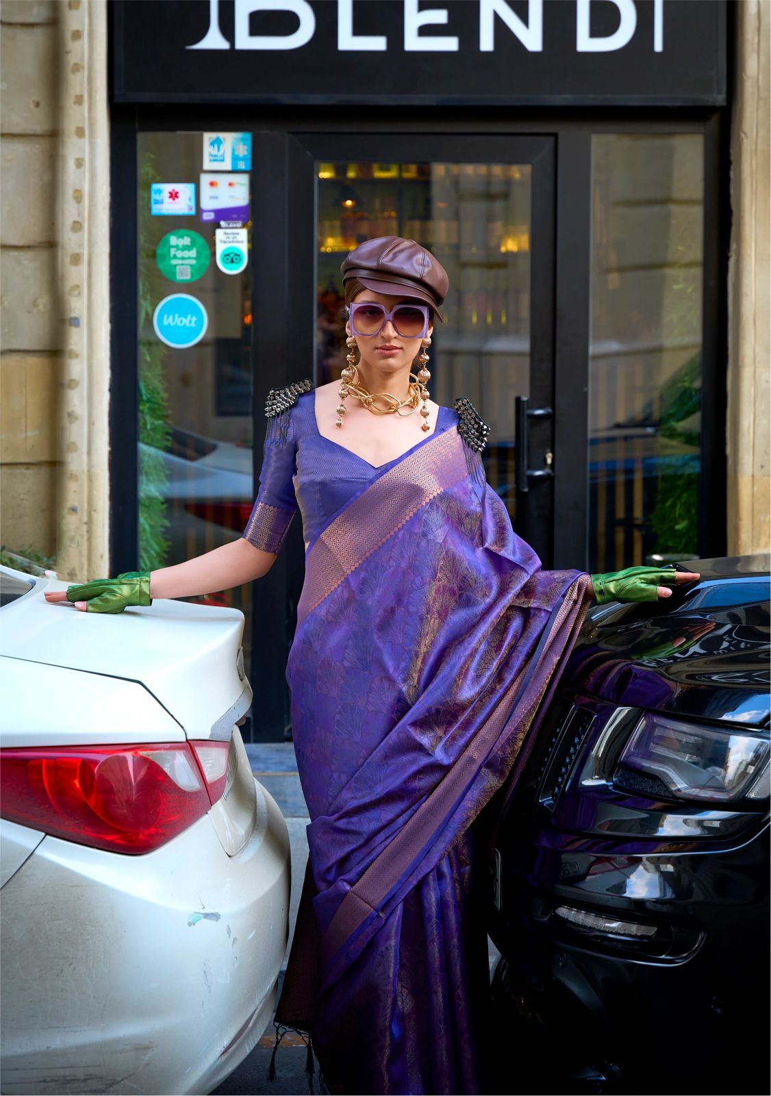 Purple Color Organza Readymade/Easy Saree