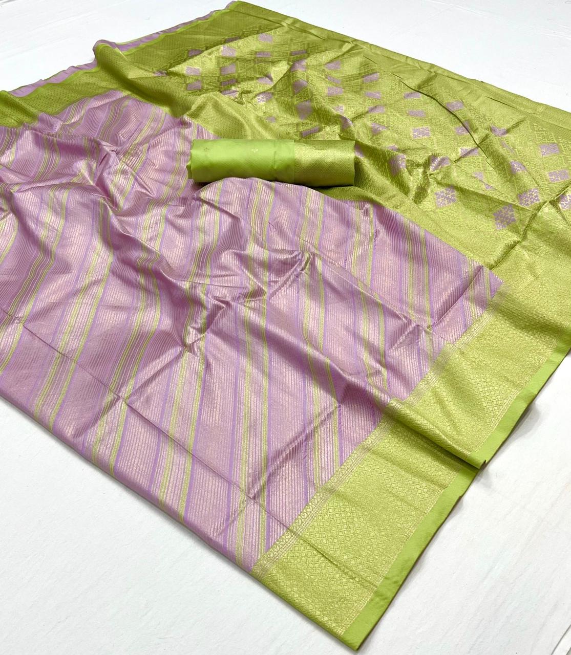 Lavender Kanjivaram Silk Readymade/Easy Saree - Panaash Saree