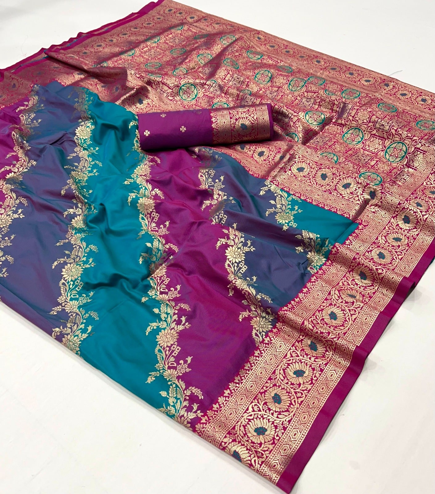 Multi Color Banarasi Silk Readymade/Easy Saree - Panaash Saree