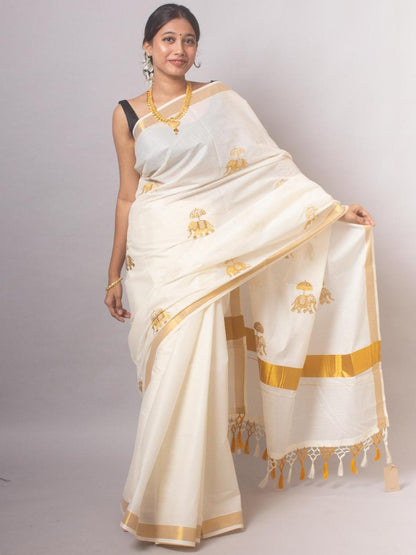 Kerala Mul Cotton Kasavu Easy/Readymade Saree