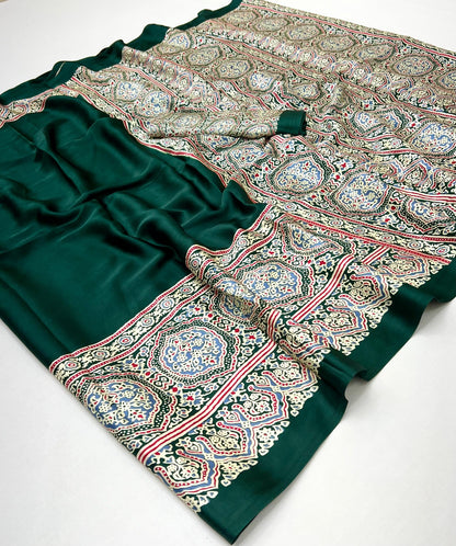 Green Crepe Silk Readymade Saree