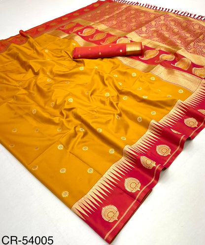 Mustard Banarasi Silk Readymade/Easy Saree