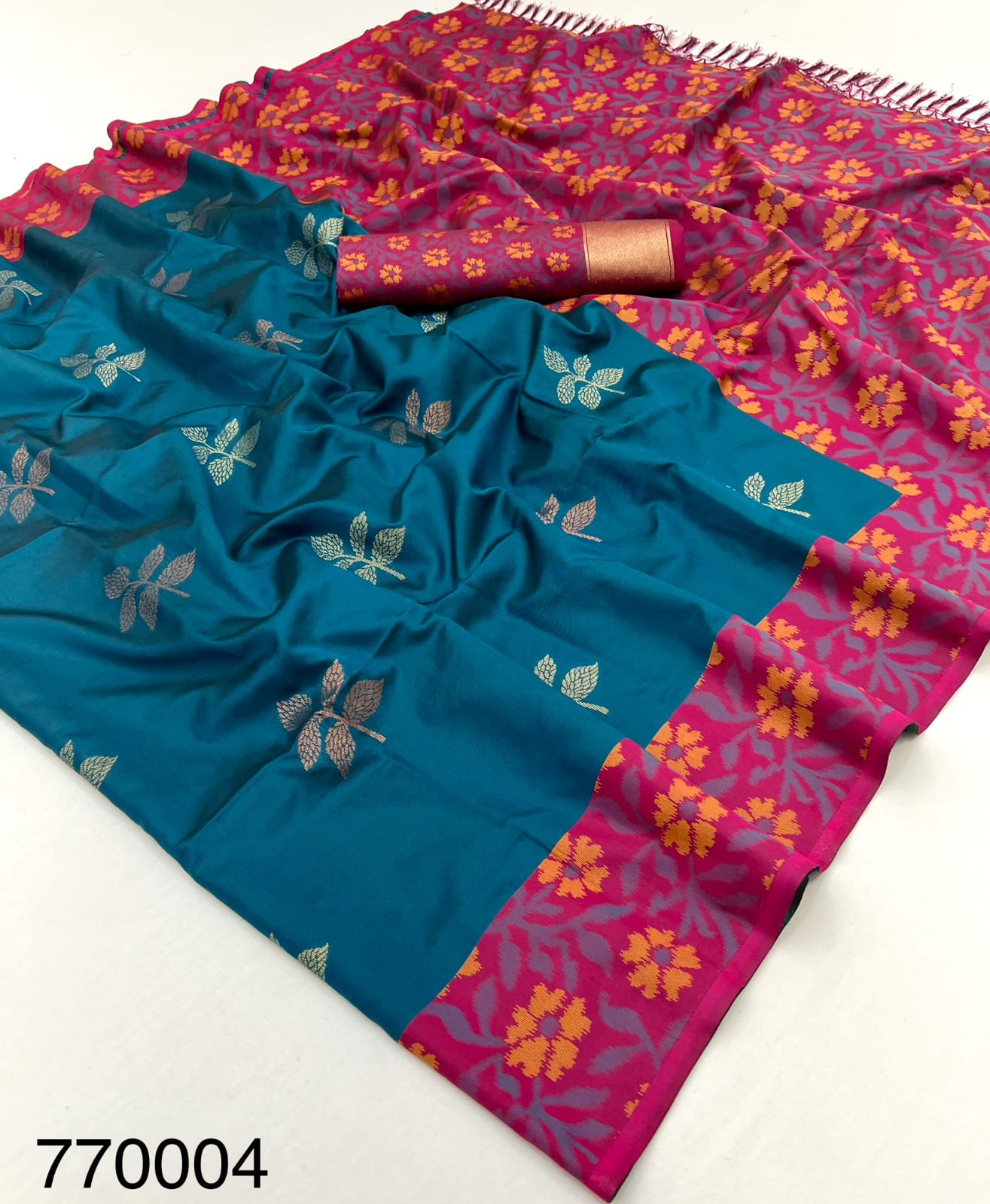 Turquoise Banarasi Ikkat Silk Readymade/Easy Saree