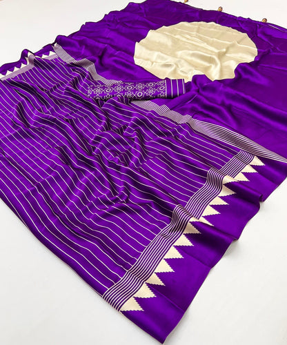 Purple Crepe Silk Readymade Saree