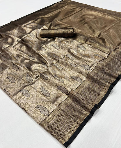 Black Kanjivaram Silk Readymade/Easy Saree