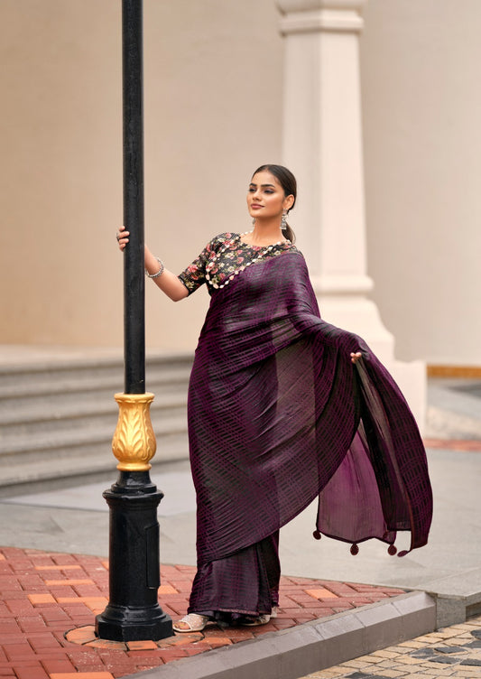 Multicolor Georgette Readymade/Easy Saree