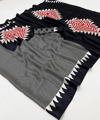 Black Crepe Silk Readymade/Easy Saree