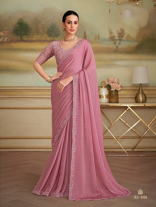 Pink Cocktail Party Wear Readymade Saree