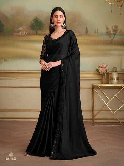 Black Cocktail Party Wear Readymade Saree