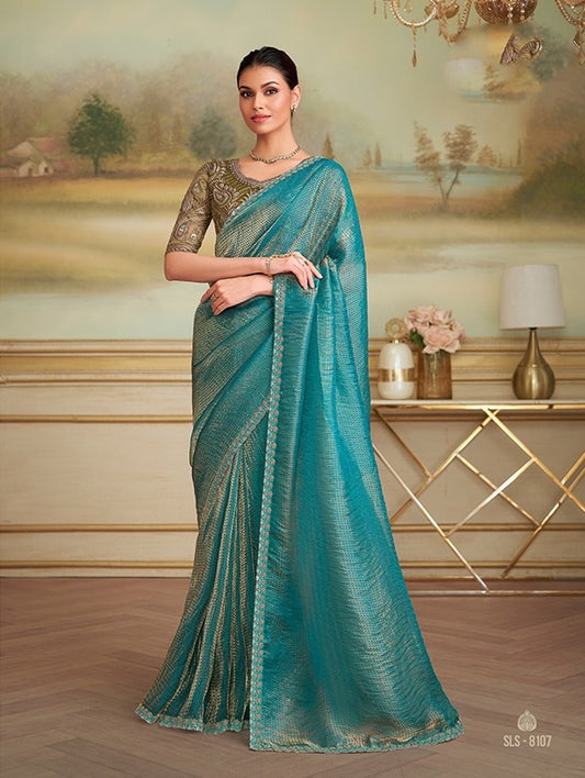 Blue Cocktail Party Wear Readymade Saree