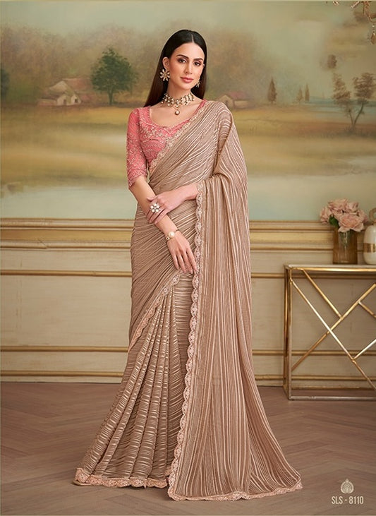 Golden Cocktail Party Wear Readymade Saree