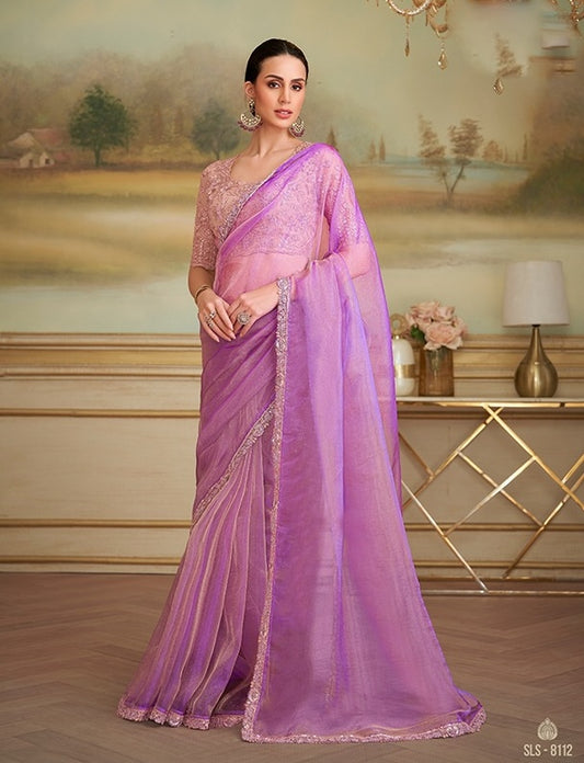 Lavender Cocktail Party Wear Readymade Saree