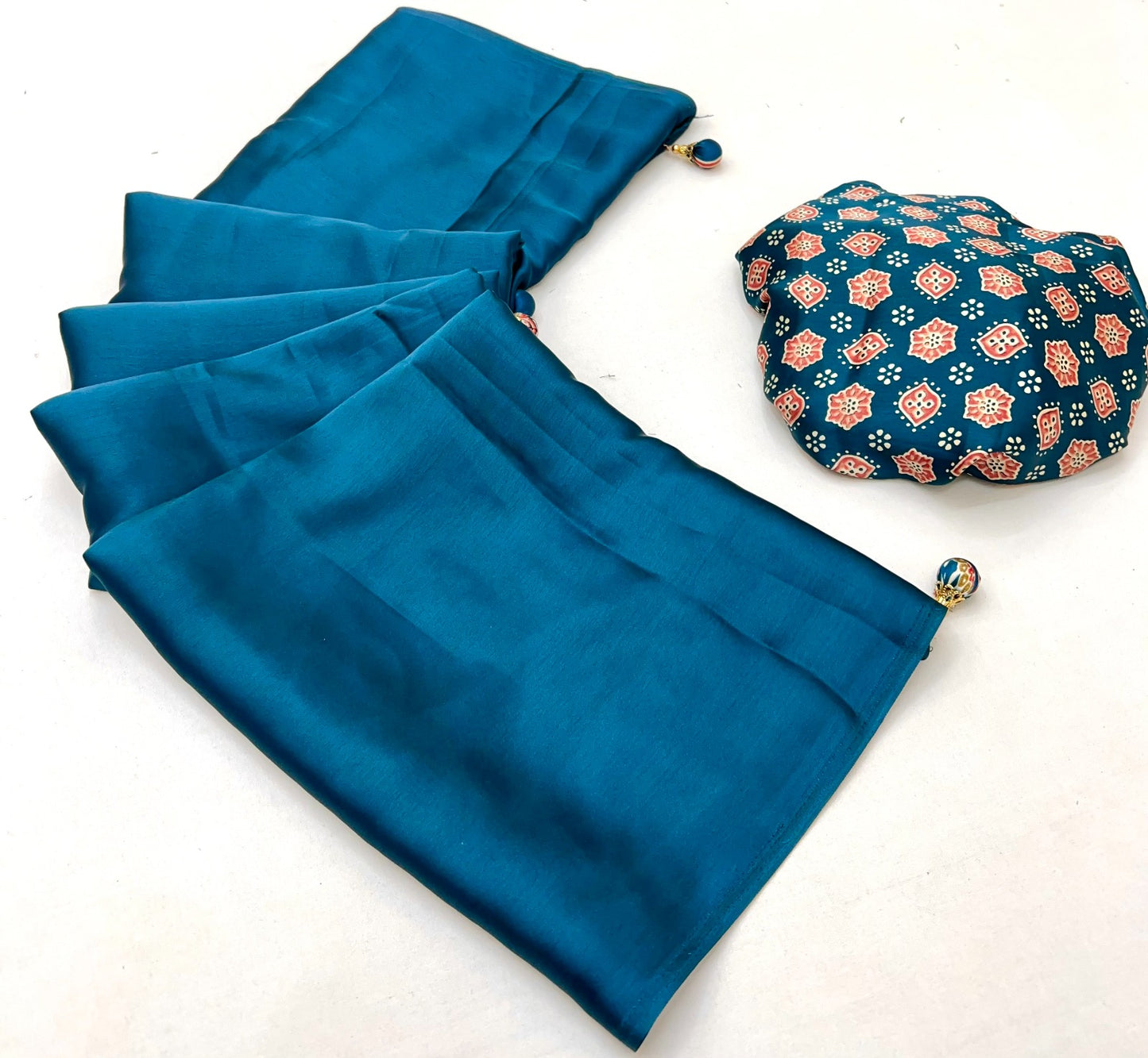 Blue Crepe Silk Readymade/Easy Saree