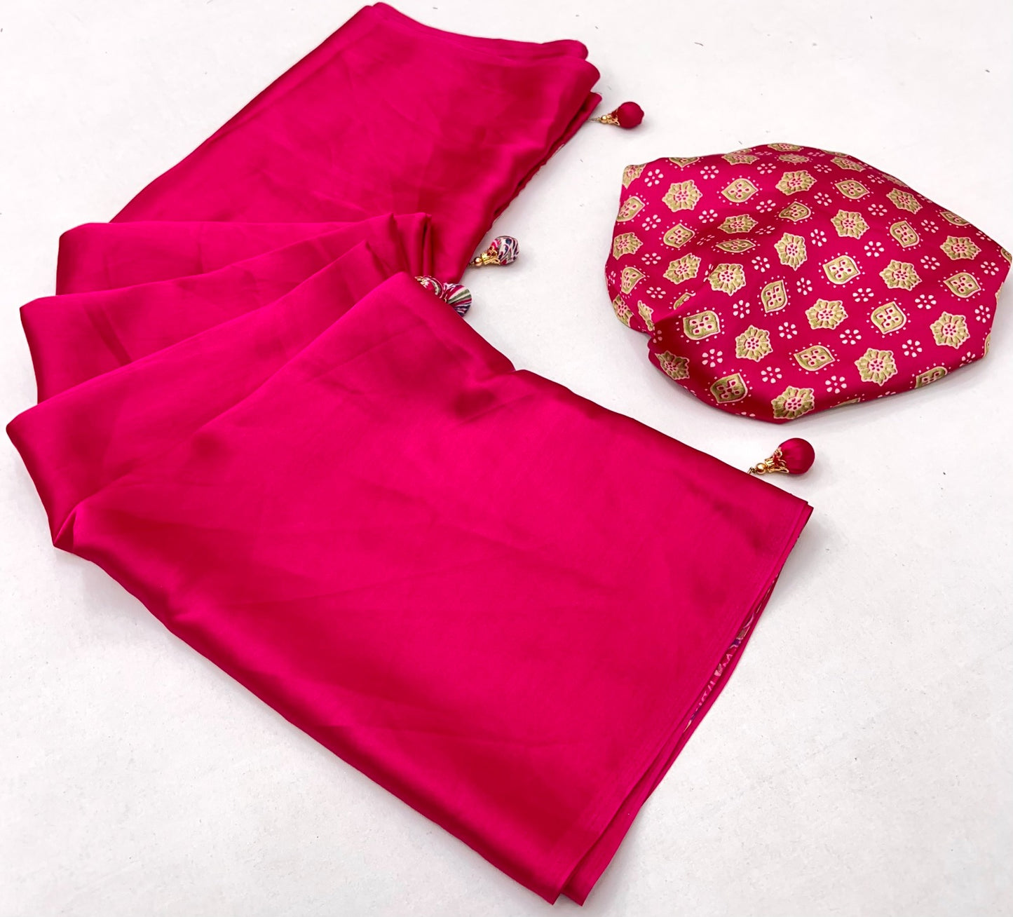 Pink Crepe Silk Readymade/Easy Saree
