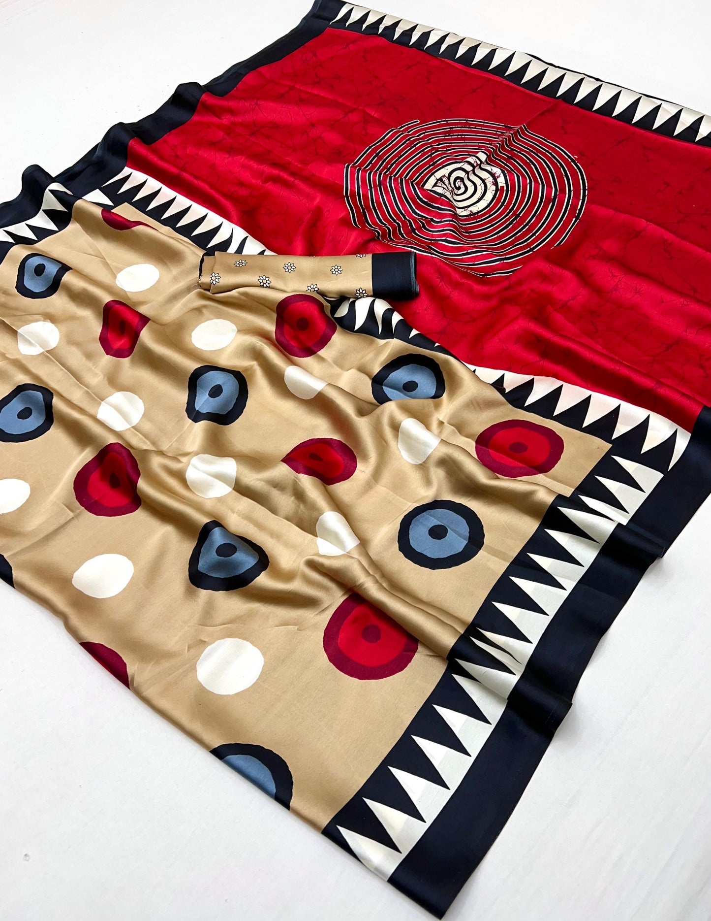Golden Beige Crepe Silk Ready To Wear/Easy Saree