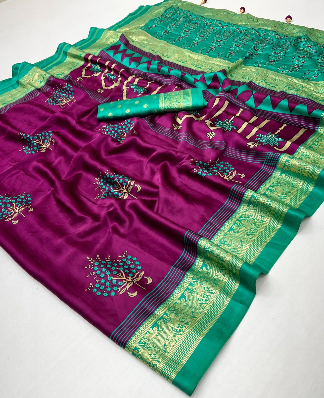 Deep Purple Crepe Silk Ready To Wear/Easy Saree