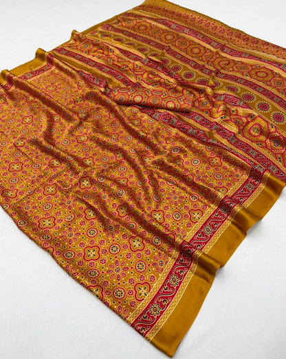 Yellow Modal Silk Office Wear Ready To Wear/Easy Saree