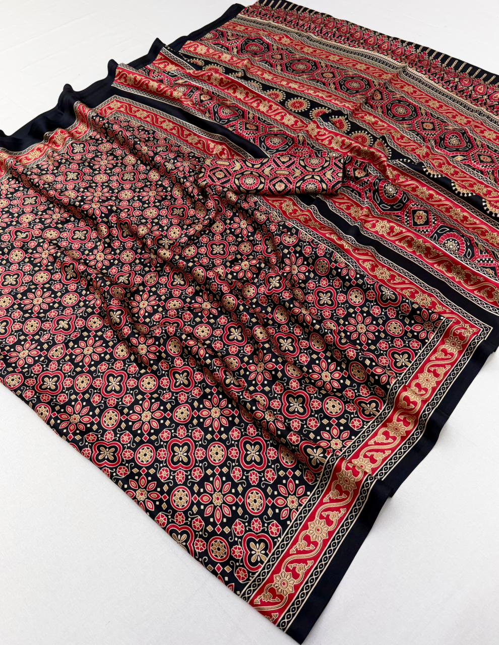 Black Modal Silk Office Wear Ready To Wear/Easy Saree