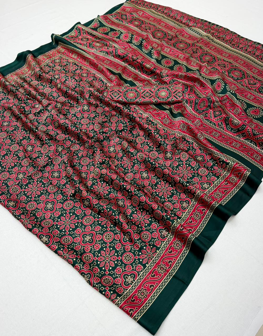 Green Modal Silk Office Wear Ready To Wear/Easy Saree