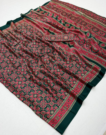 Green Modal Silk Office Wear Ready To Wear/Easy Saree