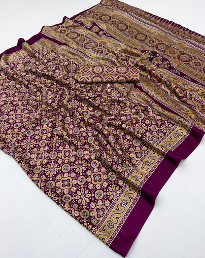 Magenta Modal Silk Office Wear Ready To Wear/Easy Saree