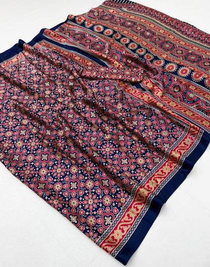 Blue Modal Silk Office Wear Ready To Wear/Easy Saree