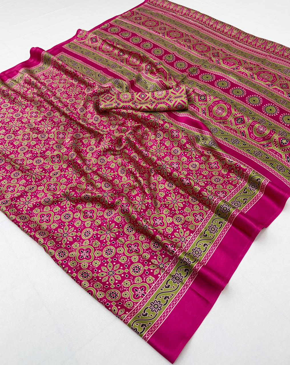 Pink Modal Silk Office Wear Ready To Wear/Easy Saree
