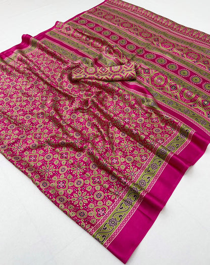 Pink Modal Silk Office Wear Ready To Wear/Easy Saree