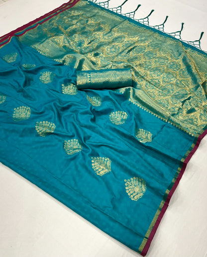 Blue Kanjivaram Silk Ready To Wear/Easy Saree