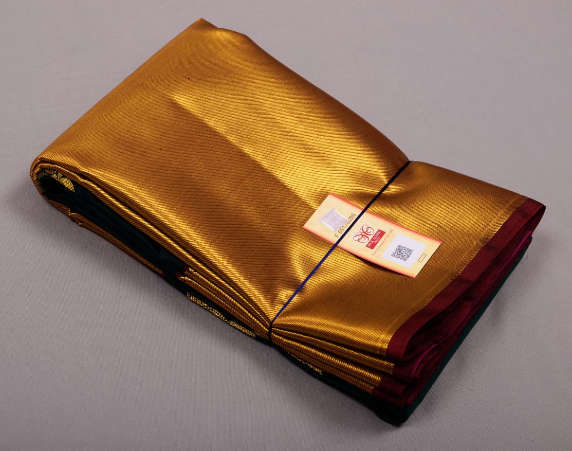 Bottle Green Color Handmade Kanchipuram Pure Silk Custom Sized Ready To Wear Saree - Panaash Saree