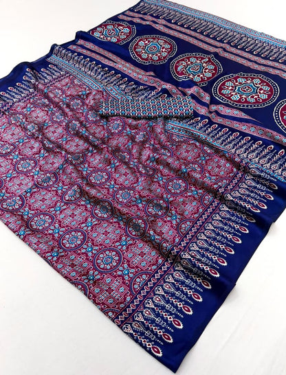 Blue Modal Silk Office Wear Ready To Wear/Easy Saree
