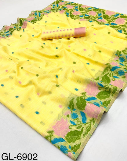 Yellow Linen Office Ready To Wear/Easy Saree - Panaash Saree