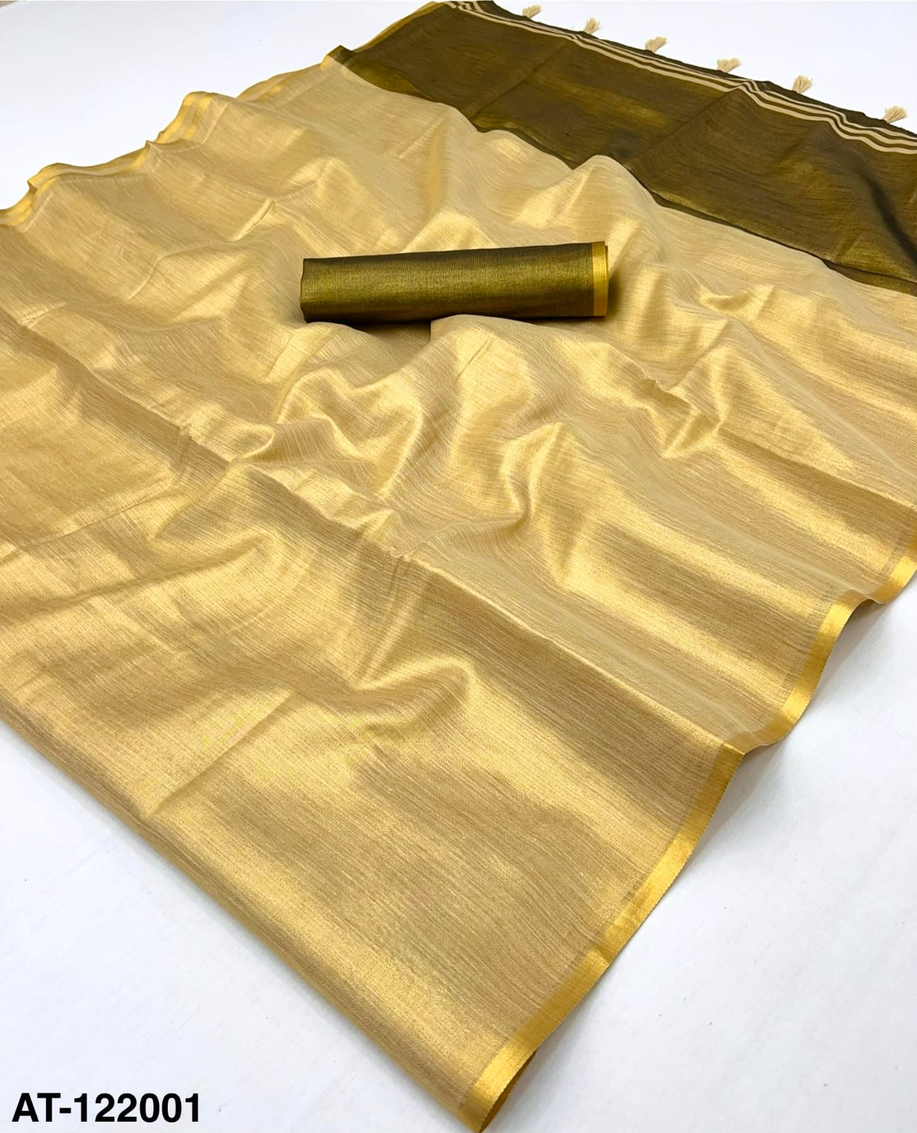 Light Golden Tissue Silk Ready To Wear/Easy Saree - Panaash Saree